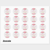 Sticker Rond Aquarelle Fleurs roses Gold Foil Anniversaire (Feuille)
