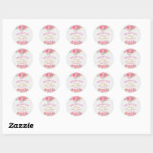 Sticker Rond Aquarelle Fleurs roses Gold Foil Sweet 16 (Feuille)