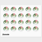 Sticker Rond Aquarelle Fleurs tropicales Adresse de retour (Feuille)