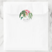 Sticker Rond Aquarelle Fleurs tropicales Adresse de retour (Sac)