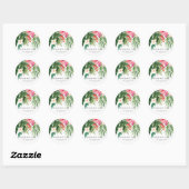 Sticker Rond Aquarelle Fleurs tropicales Retour Adresse Classiq (Feuille)