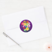 Sticker Rond Aquarelle fleurs violettes fleuries florales (Enveloppe)