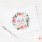 Sticker Rond Aquarelle Fleurs Wreath - Livre Elegant Typographi (Enveloppe)