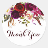 Sticker Rond Aquarelle Floral Automne Mariage Merci (Devant)