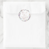 Sticker Rond Aquarelle Floral Baby shower pourpre Merci (Sac)