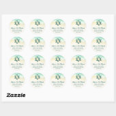 Sticker Rond Aquarelle Floral Beach Bat mitzvah (Feuille)