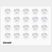 Sticker Rond Aquarelle Floral bleu violet Mariage (Feuille)