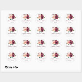 Sticker Rond Aquarelle Floral Blush Bourgogne Mariage Rose (Feuille)