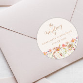 Sticker Rond Aquarelle Floral Boho Rustique Mariage