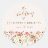 Sticker Rond Aquarelle Floral Boho Rustique Mariage (Devant)