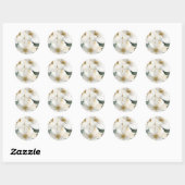 Sticker Rond Aquarelle Floral Couple Initiales Mariage (Feuille)