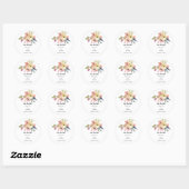 Sticker Rond Aquarelle Floral Enregistrer La Date (Feuille)