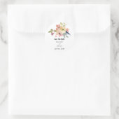 Sticker Rond Aquarelle Floral Enregistrer La Date (Sac)