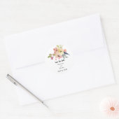Sticker Rond Aquarelle Floral Enregistrer La Date (Enveloppe)