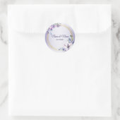 Sticker Rond Aquarelle Floral Géométrique Doré Violet Mariage (Sac)