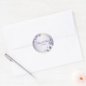 Sticker Rond Aquarelle Floral Géométrique Doré Violet Mariage (Enveloppe)