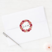 Sticker Rond Aquarelle Floral Mariage (Enveloppe)