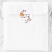 Sticker Rond Aquarelle Floral Mariage personnalisé (Sac)