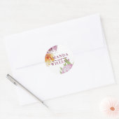 Sticker Rond Aquarelle Floral Mariage personnalisé (Enveloppe)