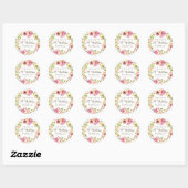 Sticker Rond Aquarelle Floral Merci d'anniversaire (Feuille)