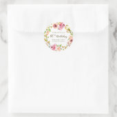 Sticker Rond Aquarelle Floral Merci d'anniversaire (Sac)
