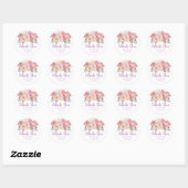 Sticker Rond Aquarelle Floral Merci Mariage Faveur (Feuille)