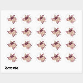 Sticker Rond Aquarelle Floral Parties scintillant or Mariage (Feuille)