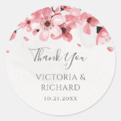 Sticker Rond Aquarelle Floral rose cerisier Mariage (Devant)