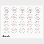 Sticker Rond Aquarelle Floral Rose or Script Mariage sceau (Feuille)
