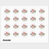 Sticker Rond Aquarelle Floral Succulent Boho Adresse de retour (Feuille)