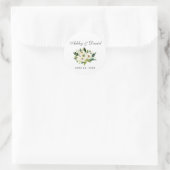 Sticker Rond Aquarelle Floral Vert et blanc Mariage (Sac)