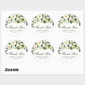 Sticker Rond Aquarelle Floral Vert Mariage blanc Merci G (Feuille)