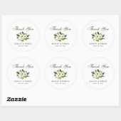 Sticker Rond Aquarelle Floral Vert Mariage blanc Merci Gr (Feuille)