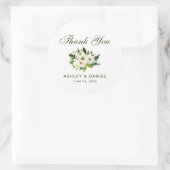 Sticker Rond Aquarelle Floral Vert Mariage blanc Merci Gr (Sac)