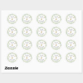 Sticker Rond Aquarelle Floral Wreath Merci d'abeilles domestiqu (Feuille)