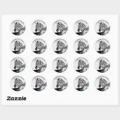 Sticker Rond Aquarelle Floral Zebra Safari Mariages (Feuille)