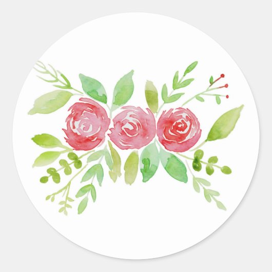 Sticker Rond Aquarelle florale (Devant)