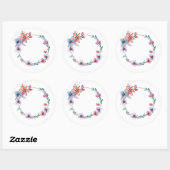 Sticker Rond Aquarelle Florale Art Wreath Craft (Feuille)