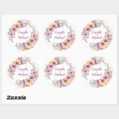 Sticker Rond Aquarelle Florale avec or Rose (Feuille)