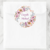 Sticker Rond Aquarelle Florale avec or Rose (Sac)