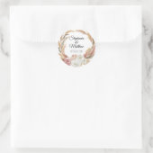 Sticker Rond Aquarelle florale Blush Boho Pampas Palm Mariage (Sac)