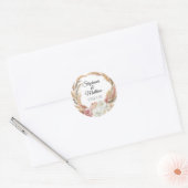 Sticker Rond Aquarelle florale Blush Boho Pampas Palm Mariage (Enveloppe)