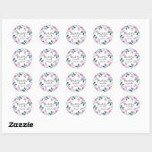 Sticker Rond Aquarelle florale Blush Merci rose (Feuille)