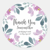 Sticker Rond Aquarelle florale Blush Merci rose (Devant)