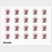 Sticker Rond Aquarelle Florale Boots et rustique Grange Bois (Feuille)