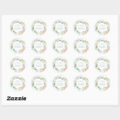 Sticker Rond Aquarelle florale couronne Oh Baby shower bébé (Feuille)