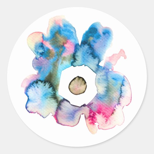 Sticker Rond Aquarelle florale dessinée main art abstrait (Devant)
