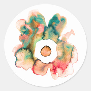 Sticker Rond Aquarelle florale dessinée main art abstrait class