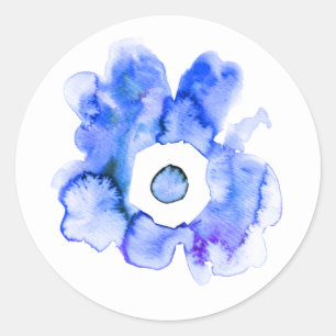 Sticker Rond Aquarelle florale dessinée main art abstrait class