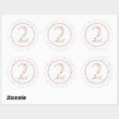 Sticker Rond Aquarelle Florale Deux 2e anniversaire (Feuille)